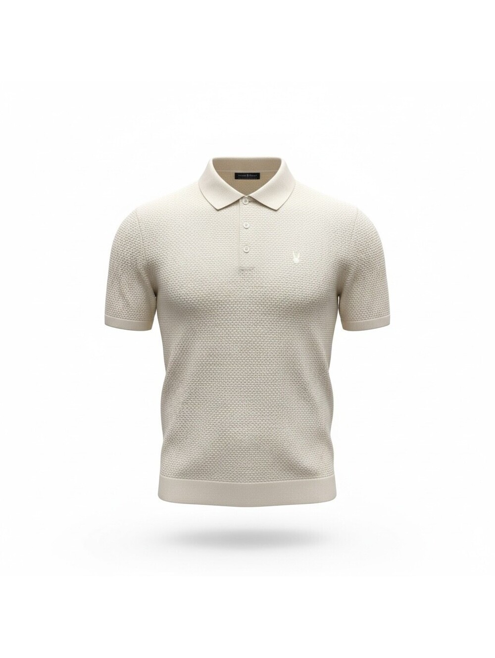 Psycho Bunny Devon Textured Knit Polo Shirt Large Cream